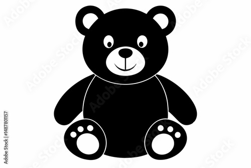 teddy bear silhouette line art vector illustration with a white background