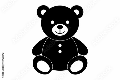 teddy bear silhouette line art vector illustration with a white background