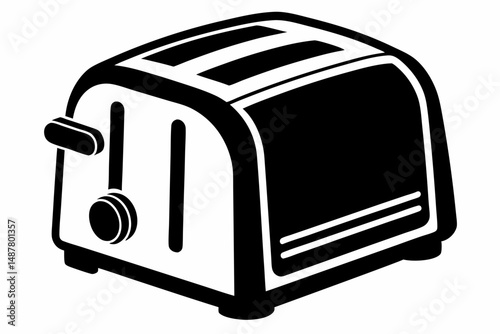 toaster silhouette line art vector illustration with a white background