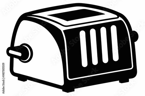 toaster silhouette line art vector illustration with a white background