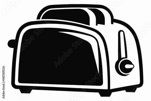 toaster silhouette line art vector illustration with a white background