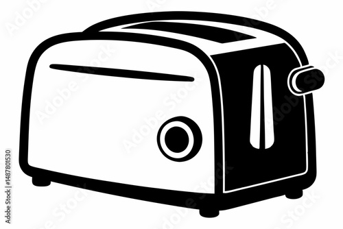 toaster silhouette line art vector illustration with a white background