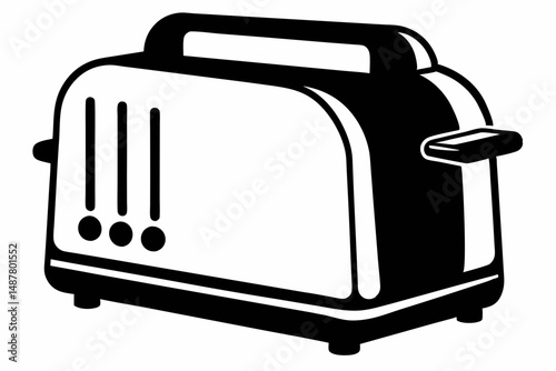 toaster silhouette line art vector illustration with a white background