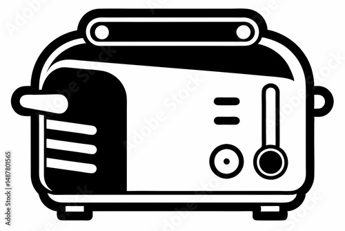 toaster silhouette line art vector illustration with a white background