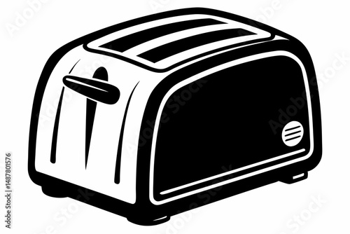 toaster silhouette line art vector illustration with a white background