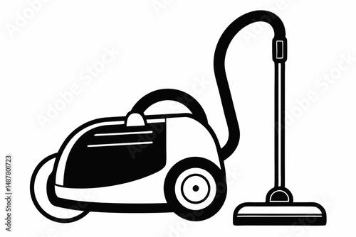 vacuum cleaner silhouette line art vector illustration with a white background