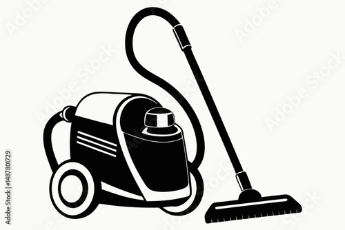 vacuum cleaner silhouette line art vector illustration with a white background