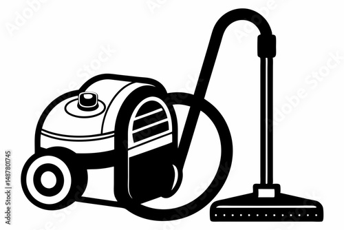 vacuum cleaner silhouette line art vector illustration with a white background