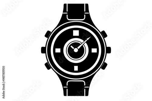watch silhouette line art vector illustration with a white background