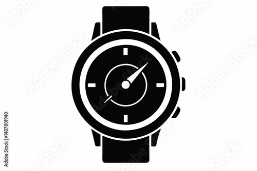 watch silhouette line art vector illustration with a white background