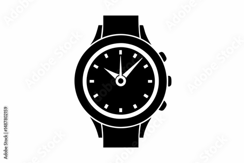 watch silhouette line art vector illustration with a white background