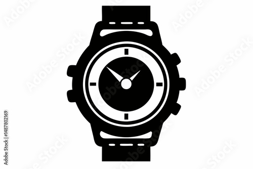 watch silhouette line art vector illustration with a white background
