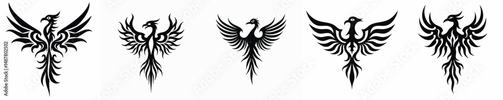 Obraz premium illustration vector graphic of tribal art phoenix tattoo