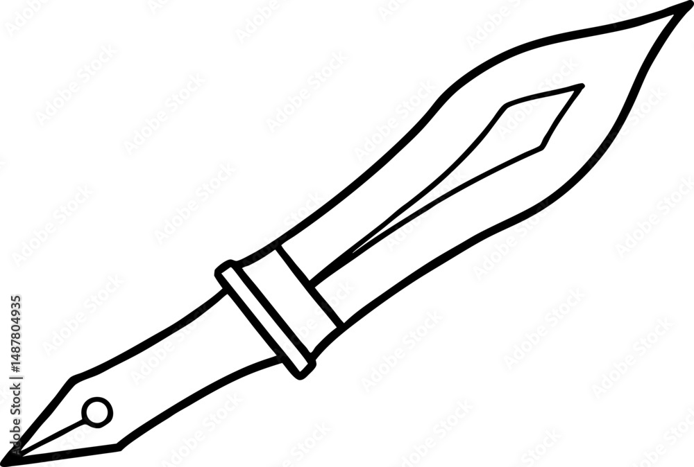 Obraz premium Fountain Pen Nib Line Art Vector Illustration