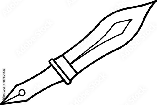 Fountain Pen Nib Line Art Vector Illustration