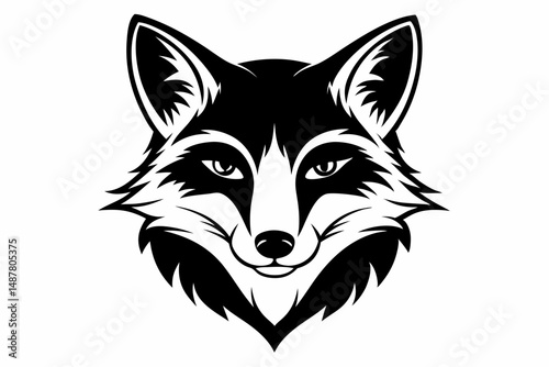 fox head silhouette line art vector illustration with a white background