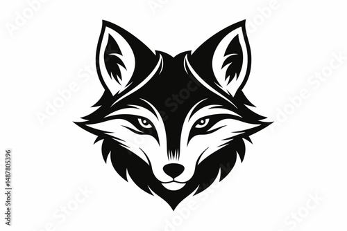 fox head silhouette line art vector illustration with a white background