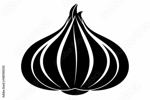 garlic silhouette line art vector illustration with a white background