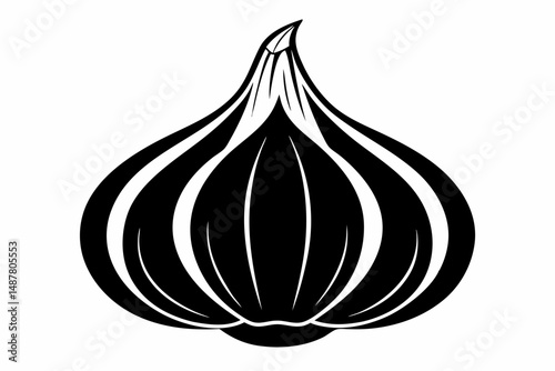 garlic silhouette line art vector illustration with a white background