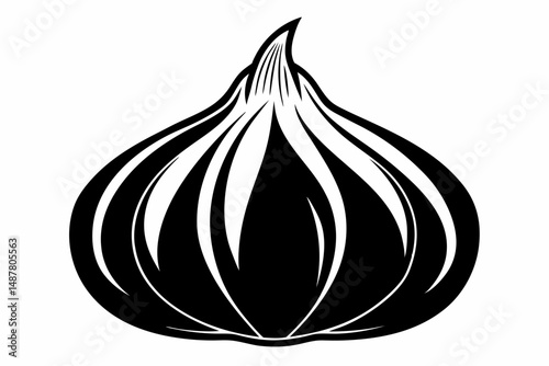 garlic silhouette line art vector illustration with a white background