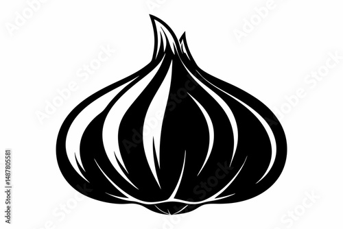 garlic silhouette line art vector illustration with a white background