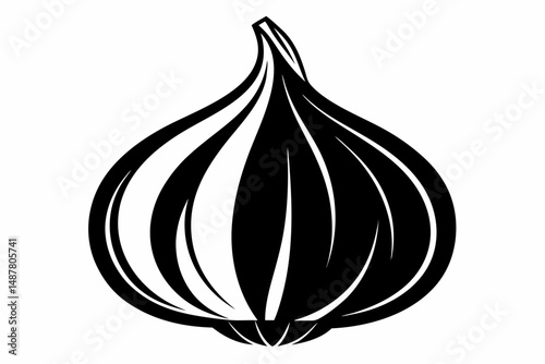 garlic silhouette line art vector illustration with a white background