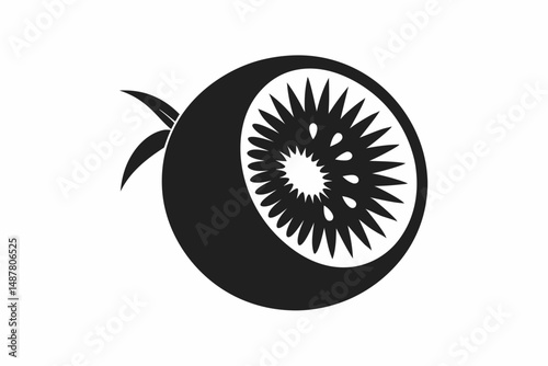 kiwi fruit silhouette line art vector illustration with a white background