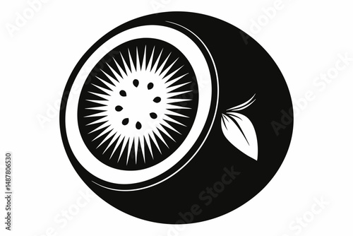 kiwi fruit silhouette line art vector illustration with a white background