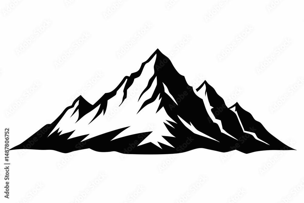 Fototapeta premium mountain silhouette line art vector illustration with a white background