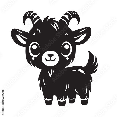 Goat Black Silhouette vector, Farm animal cilpart and Rustic Livestock Design