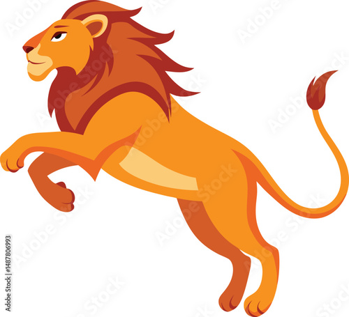 jumping Lion Vector Illustration
