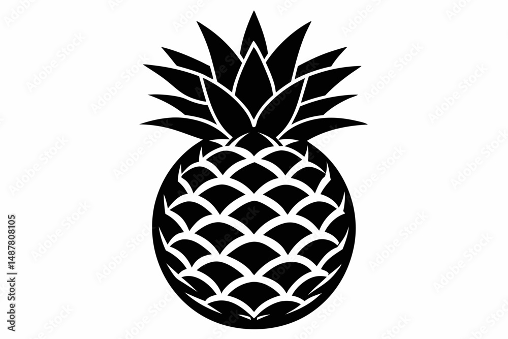 Obraz premium pineapple silhouette line art vector illustration with a white background