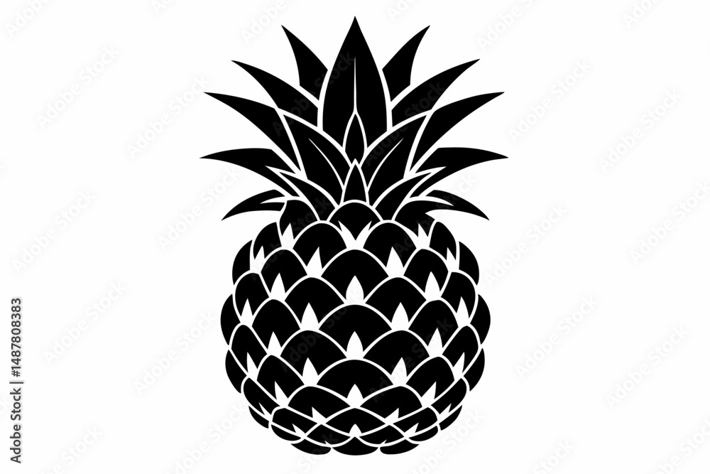 Obraz premium pineapple silhouette line art vector illustration with a white background