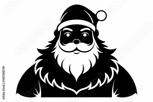 santa claus silhouette line art vector illustration with a white background