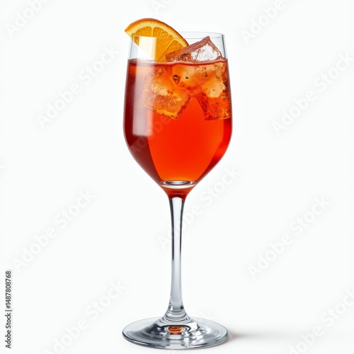 Flambeau cocktail in a wine glass with orange twist garnish