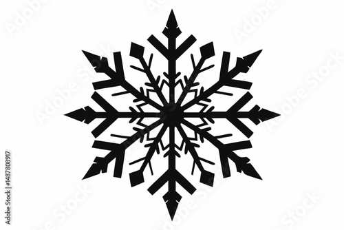 snowflakes silhouette line art vector illustration with a white background
