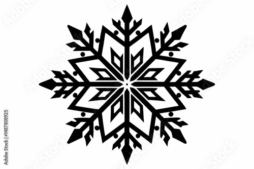 snowflakes silhouette line art vector illustration with a white background