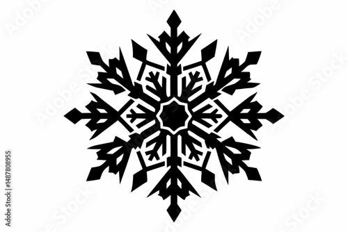 snowflakes silhouette line art vector illustration with a white background
