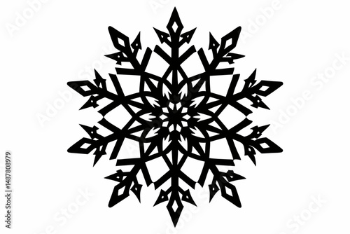 snowflakes silhouette line art vector illustration with a white background