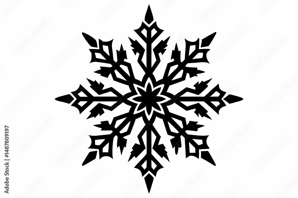 Obraz premium snowflakes silhouette line art vector illustration with a white background