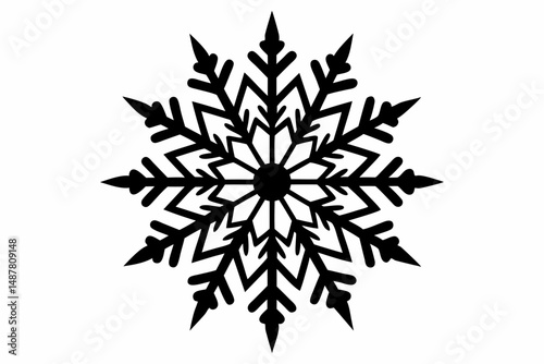 snowflakes silhouette line art vector illustration with a white background