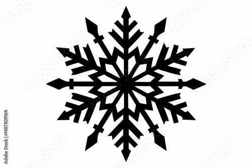 snowflakes silhouette line art vector illustration with a white background