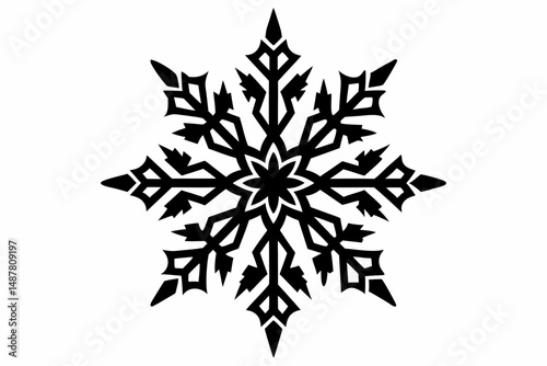 snowflakes silhouette line art vector illustration with a white background