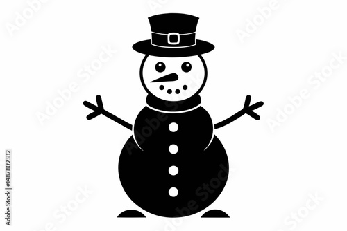 snowman silhouette line art vector illustration with a white background