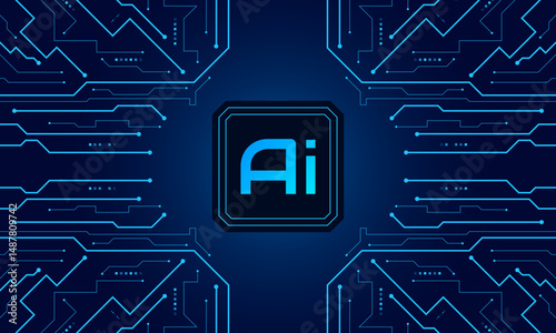 Artificial Intelligence ,AI chipset on circuit board, futuristic Technology Concept	
