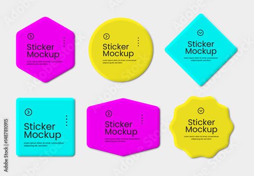 Set of Abstract Stickers Badge Mockup