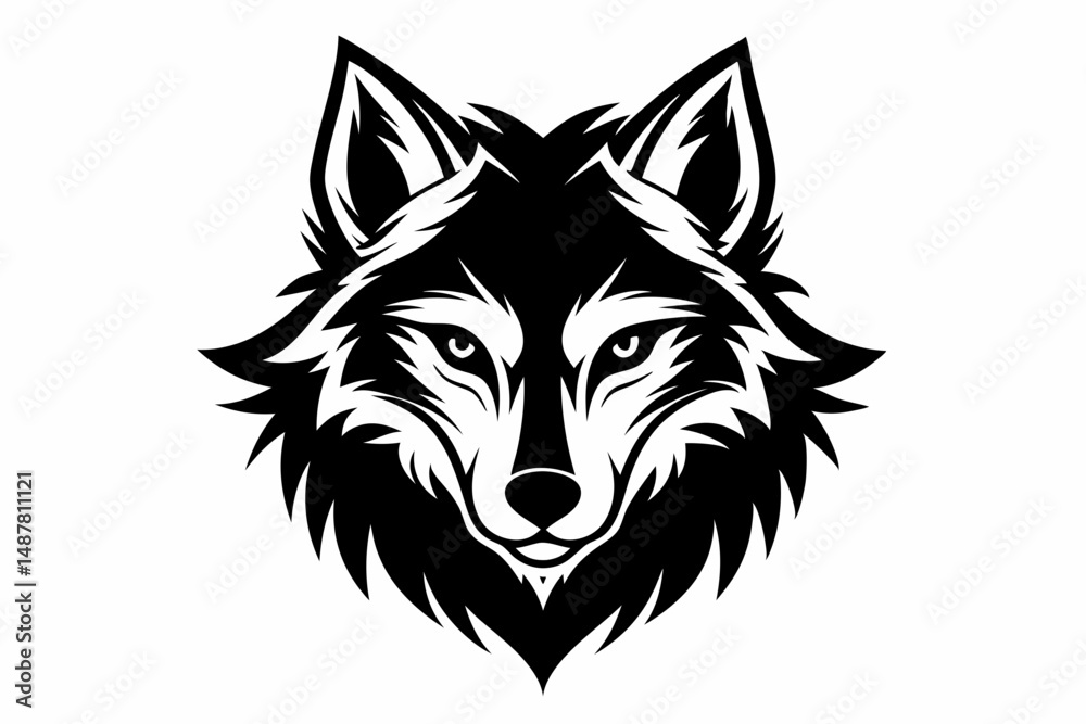 Obraz premium wolf head vector on white background