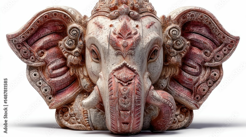 Fototapeta premium Traditional lord ganesha sculpture with intricate motifs artistic display cultural heritage studio setting