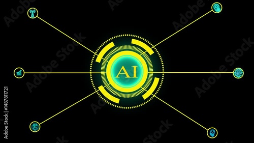Social networks and interaction concept. Virtual icons of network connected people Technology. communication concept digitally generated animation. social network icon animation