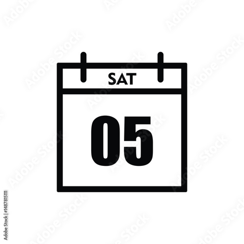 calender icon, 05 saturday icon with white background